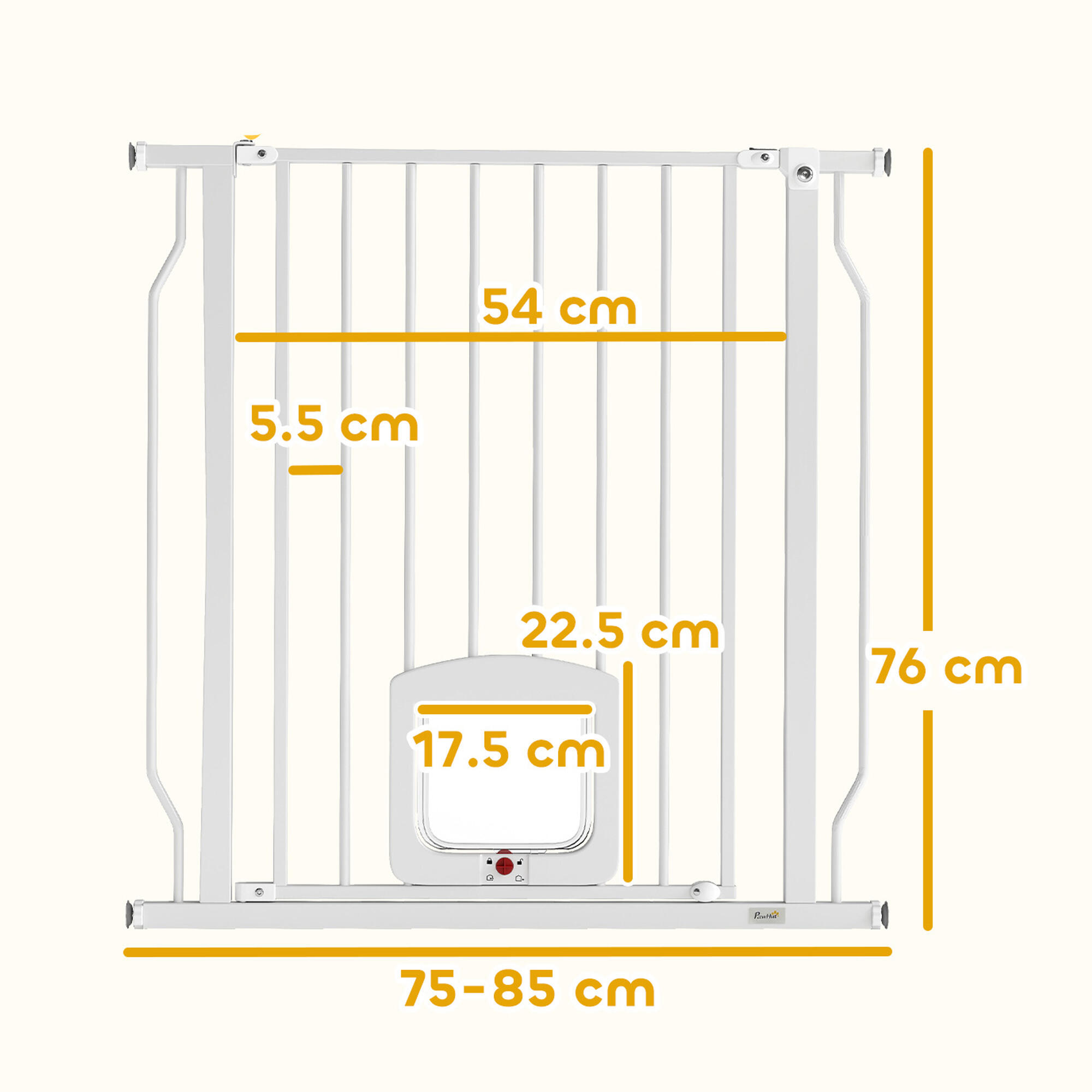 Barrera para Perros PawHut 85x2x76 cm Blanco 3/5
