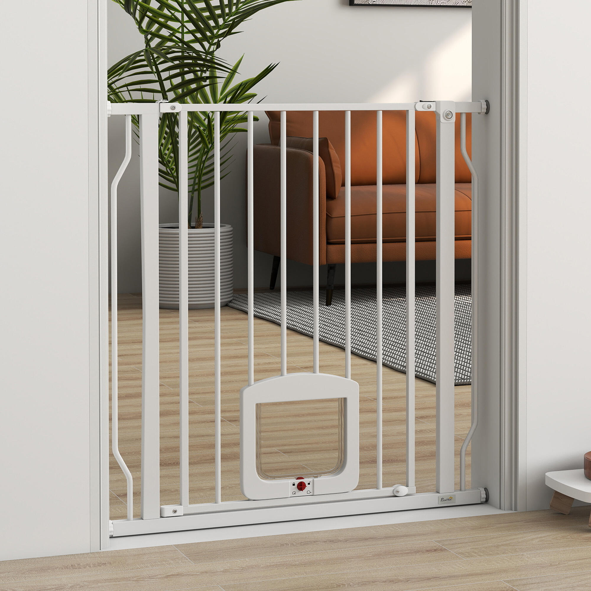 Barrera para Perros PawHut 85x2x76 cm Blanco 5/5