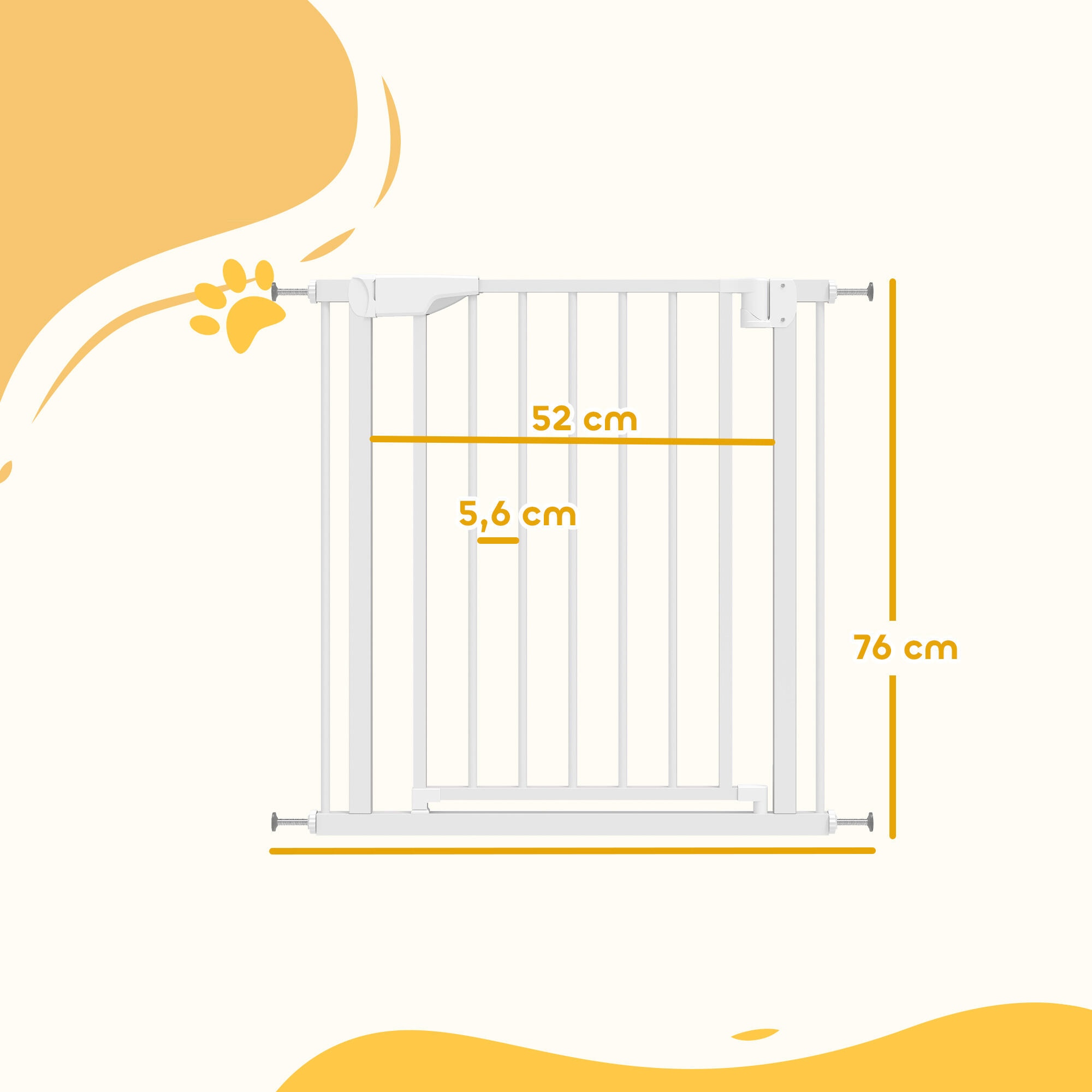 Barrera de Seguridad PawHut 82x3x76 cm Blanco 3/5