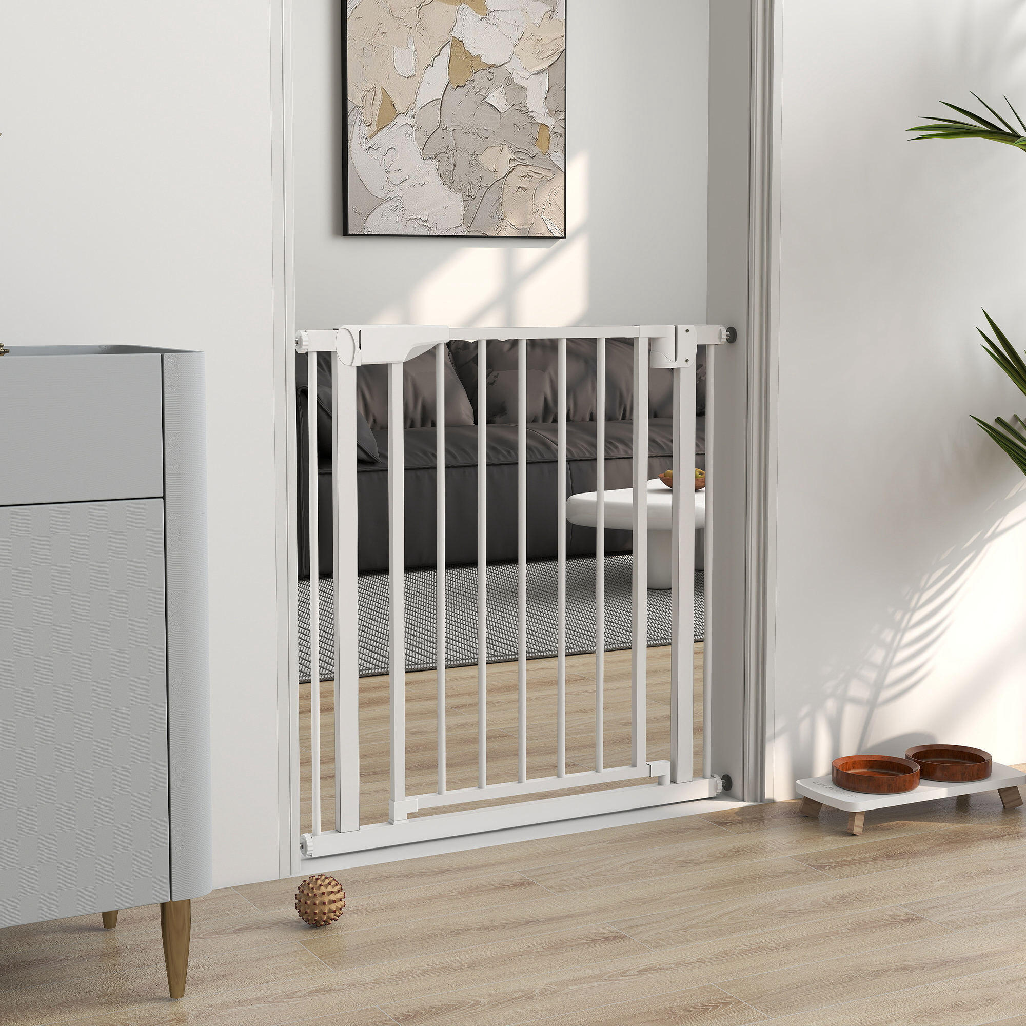 Barrera de Seguridad PawHut 82x3x76 cm Blanco 2/5