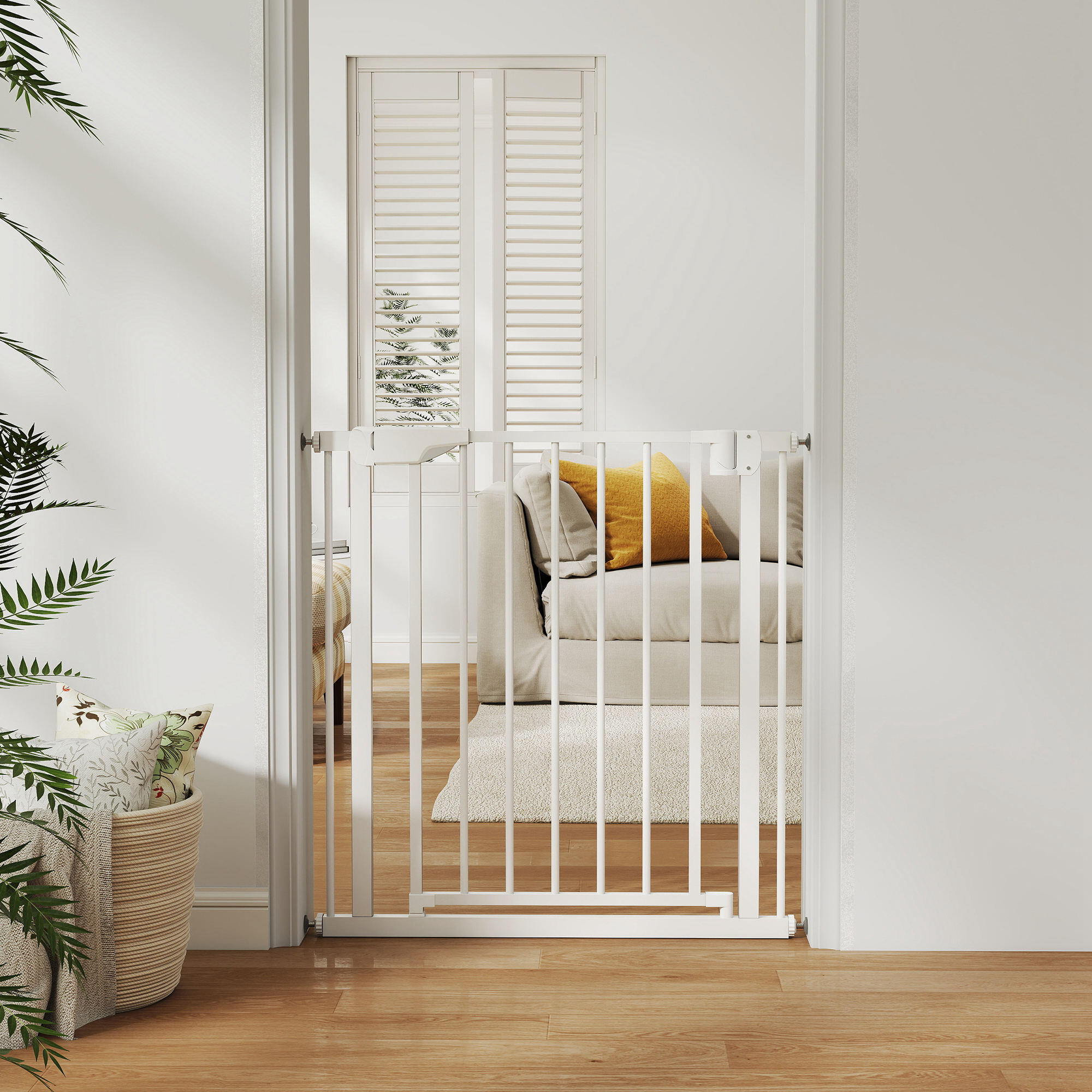 Barrera de Seguridad PawHut 82x3x76 cm Blanco 4/5