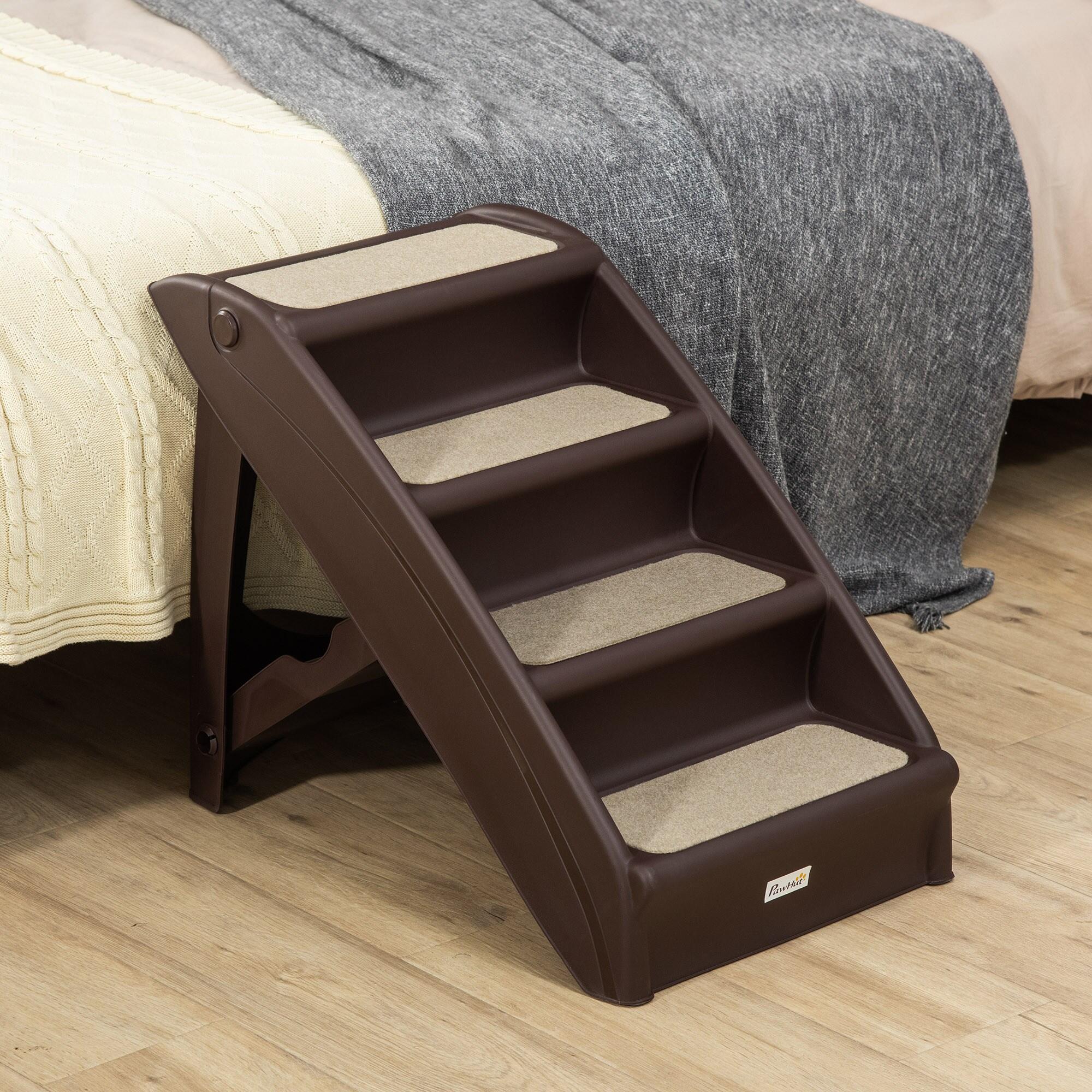 Escalera para Mascotas PawHut 62x38x49.5 cm Marrón Oscuro 2/5