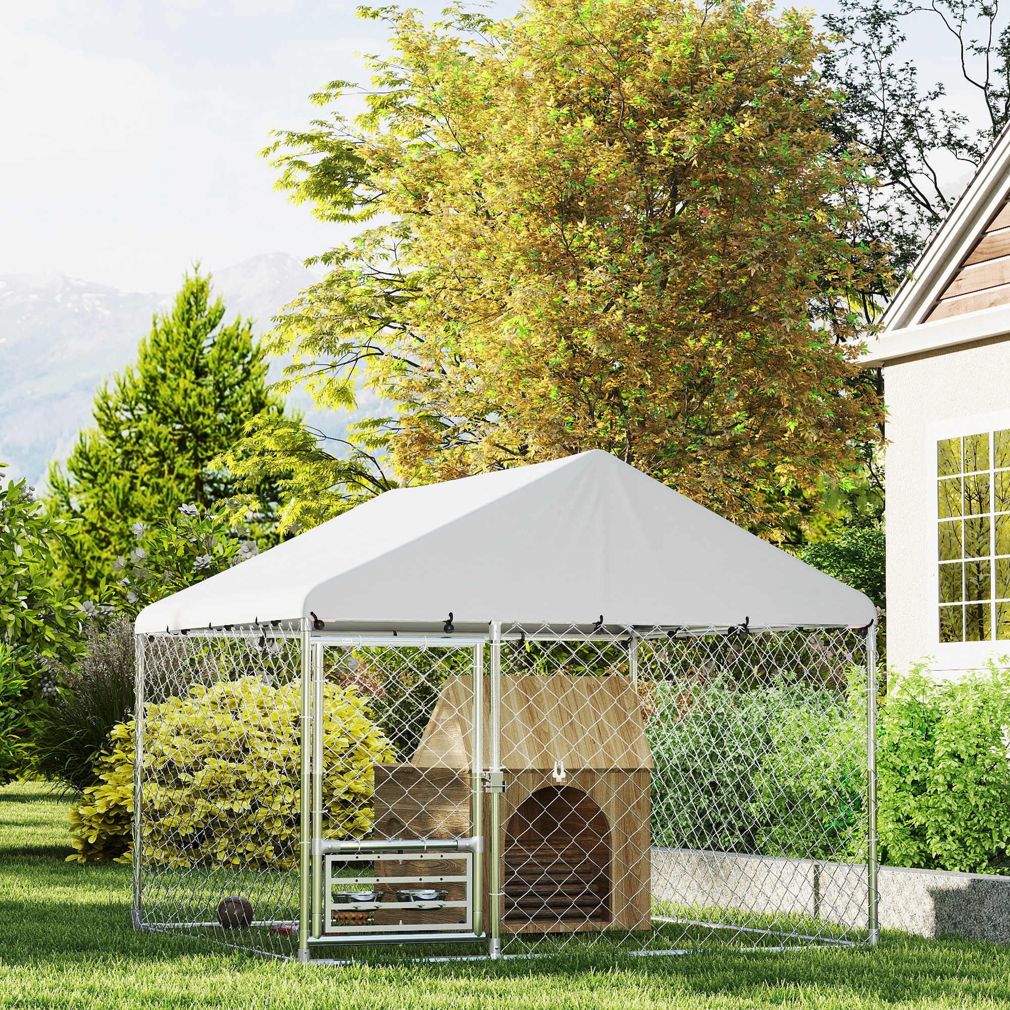 Perrera Exterior PawHut 200x200x154 cm Plata 2/6