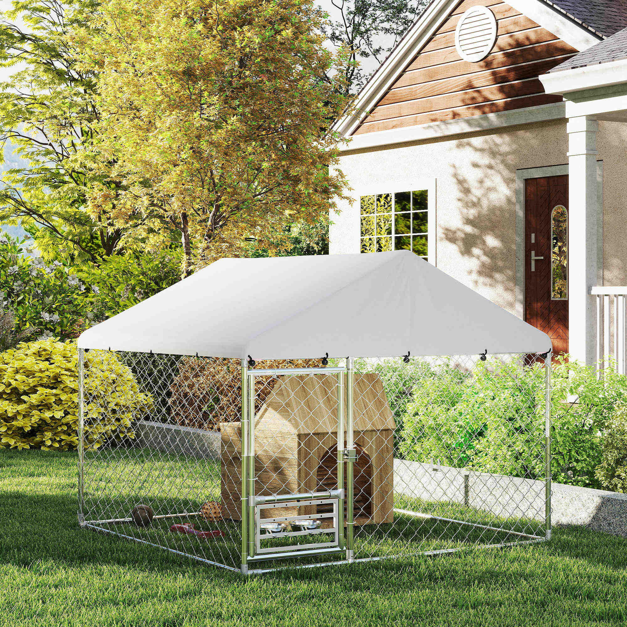 Perrera Exterior PawHut 200x200x154 cm Plata 5/6