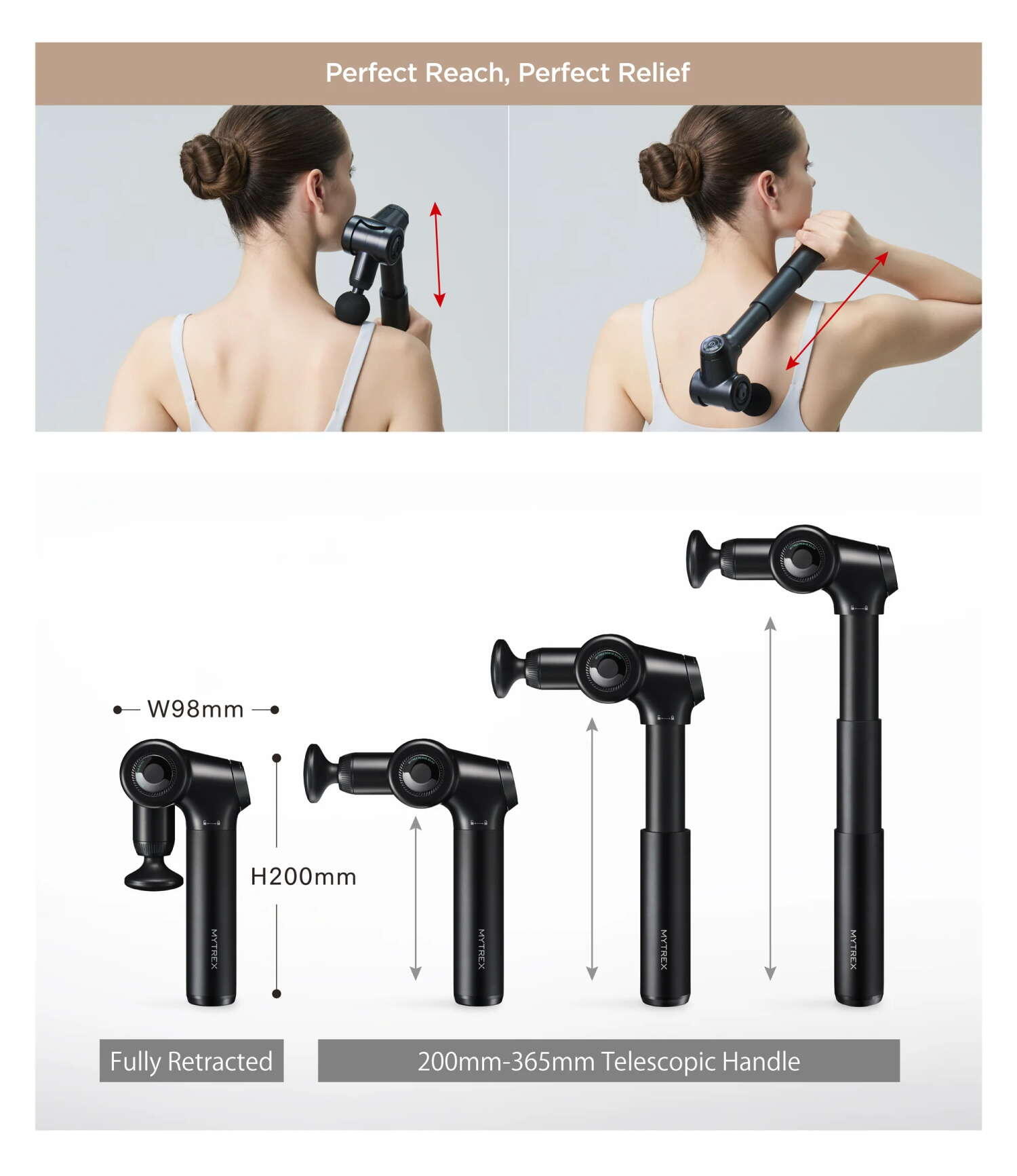 Pistolet de massage corporel ajustable Mytrex Rebive EX FIT noir. 3/7