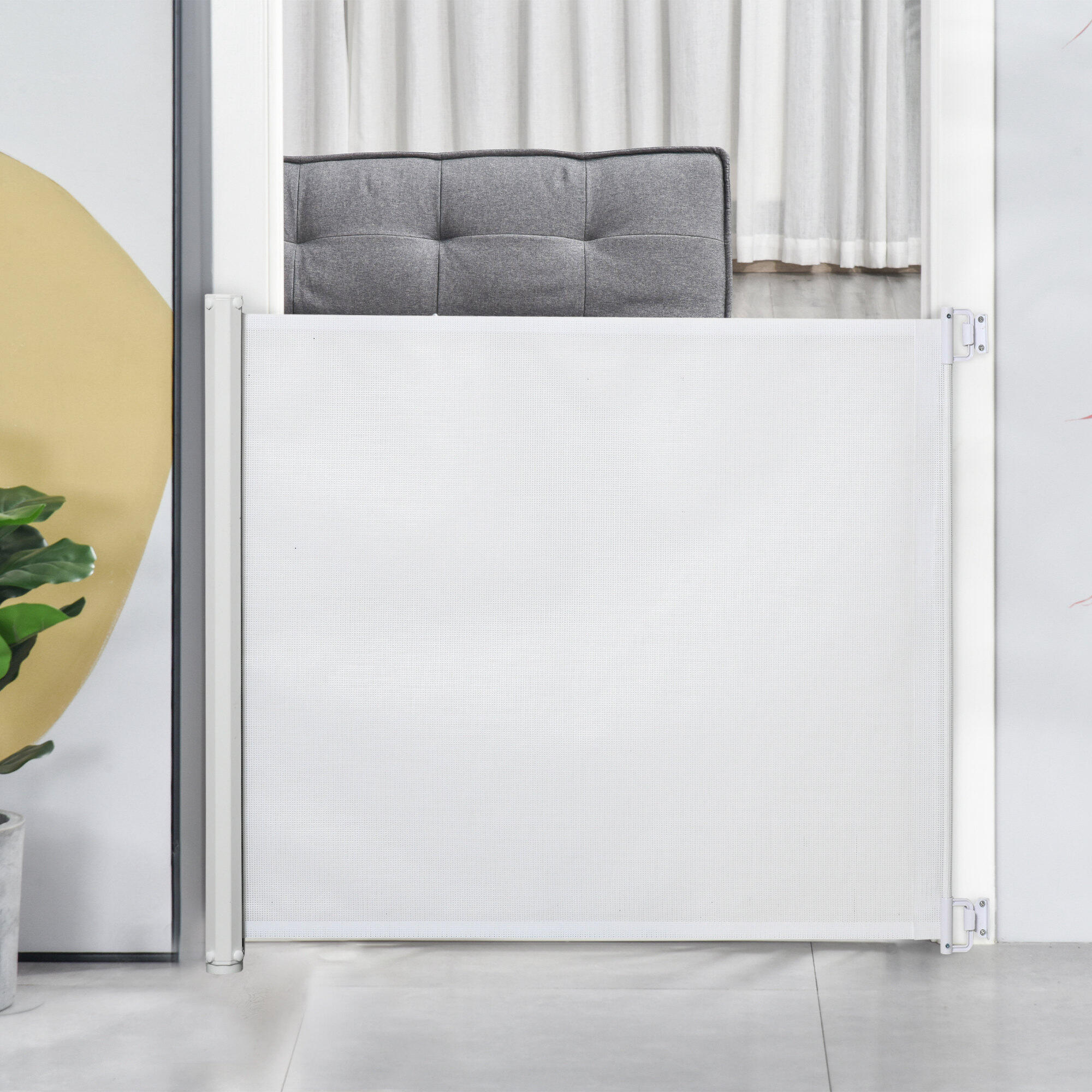 Barrera de Seguridad PawHut 115x5.5x82.5 cm Blanco 2/5