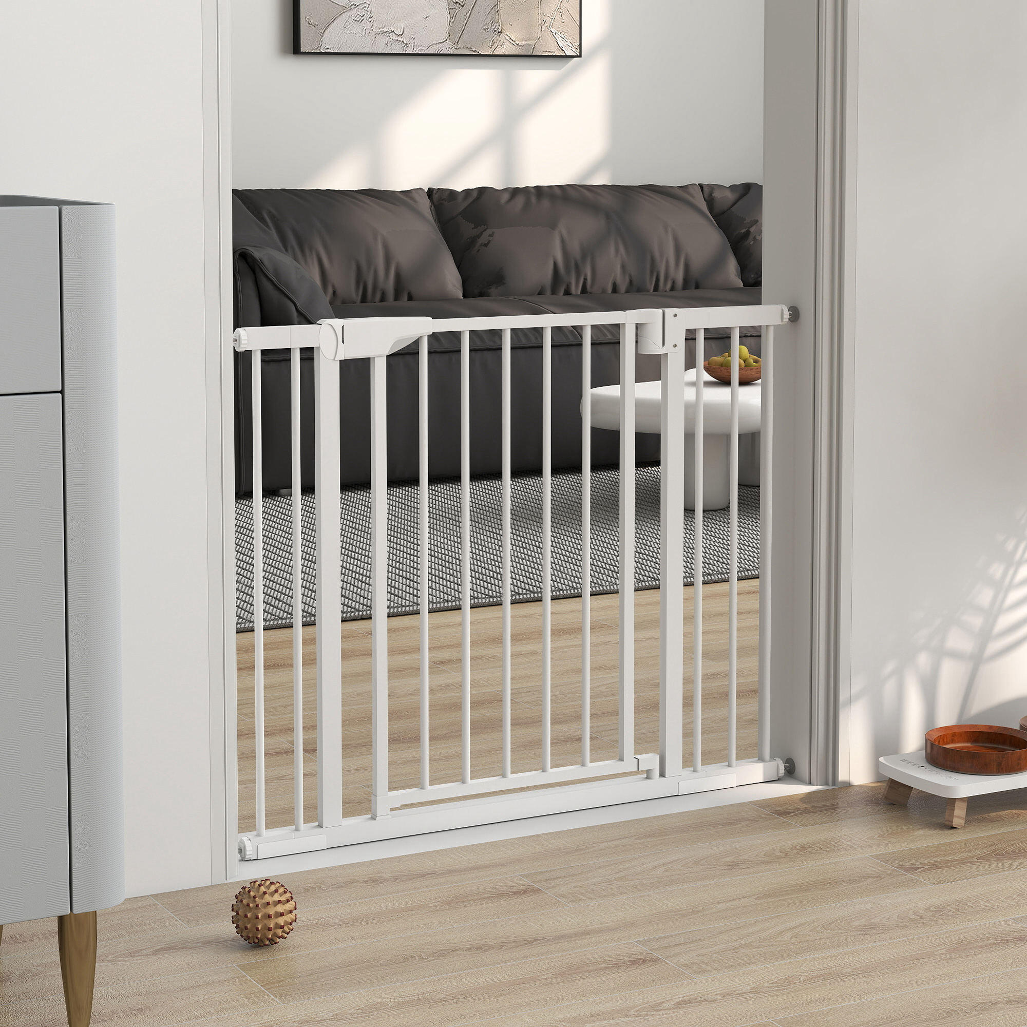 Barrera de Seguridad PawHut 103x3x76 cm Blanco 2/5
