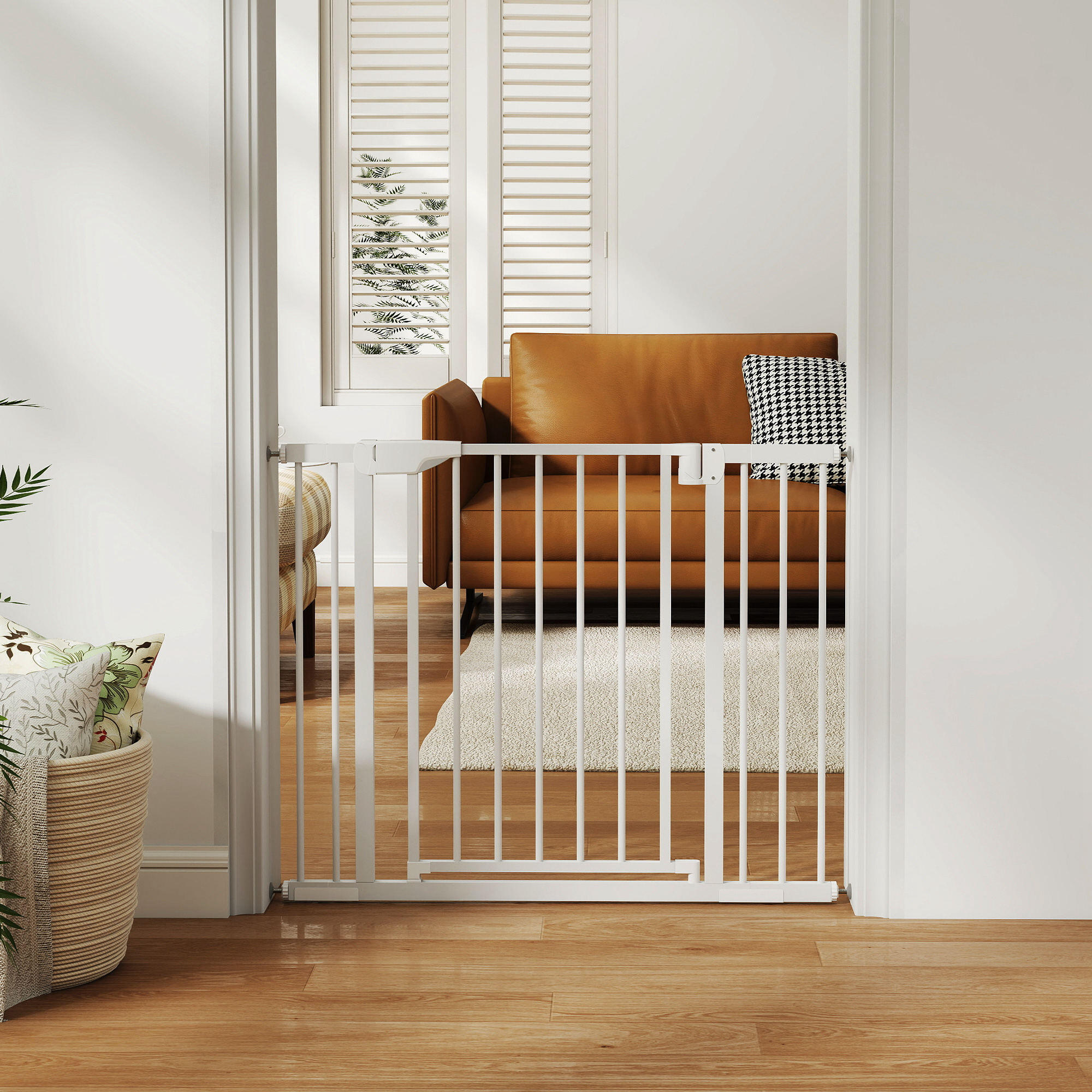 Barrera de Seguridad PawHut 103x3x76 cm Blanco 4/5