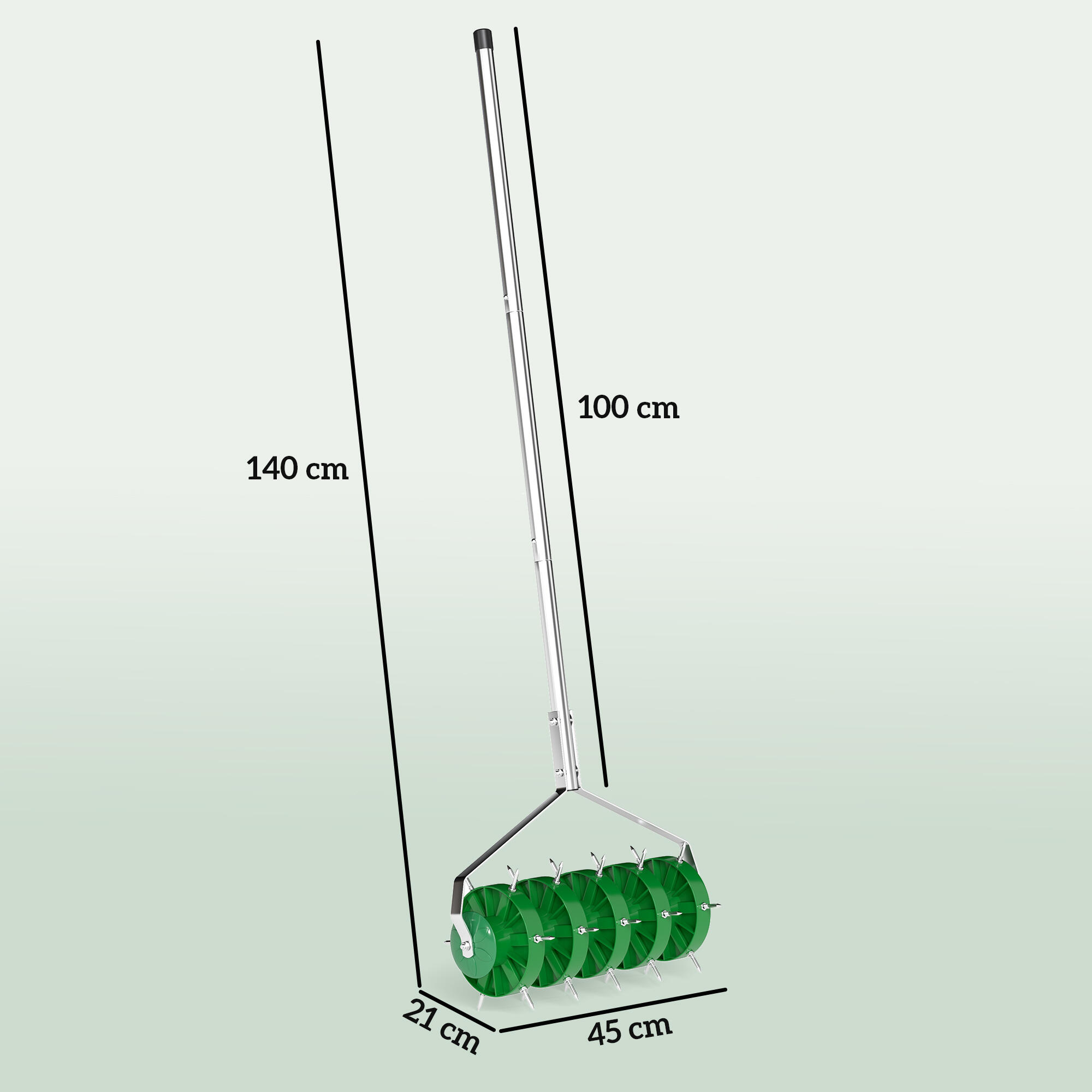 Aireador de Césped Outsunny 45x21x140 cm Verde Oscuro 3/5