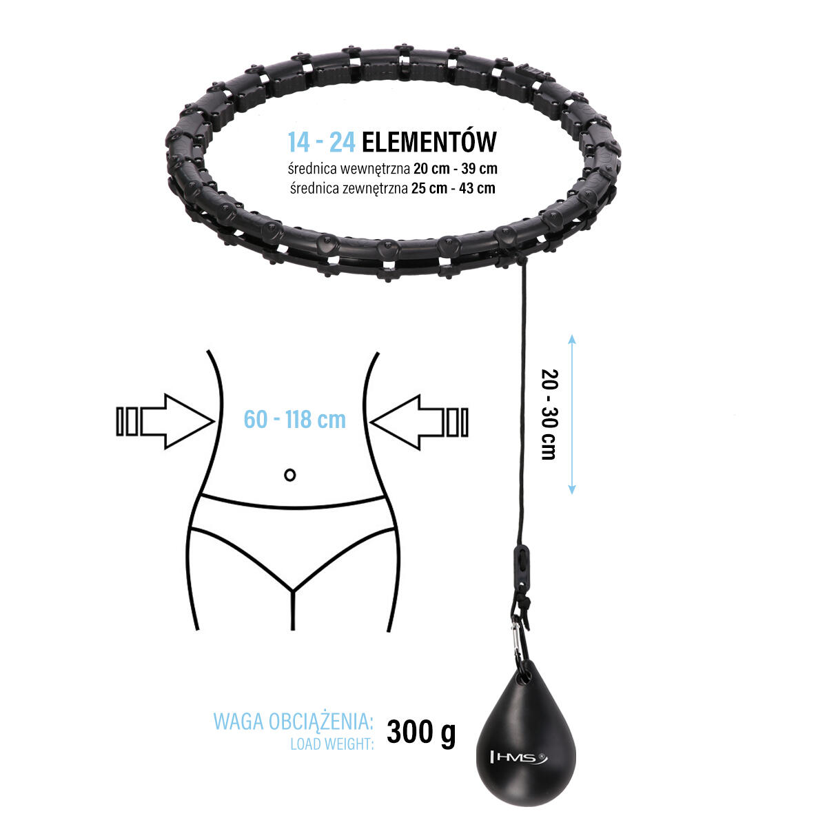Masážní hula hoop HMS HHW02 se závažím 4/7