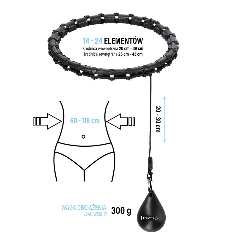 Hula Hoop Reglabil cu Minge Gravitațională Fitness HMS HHW02