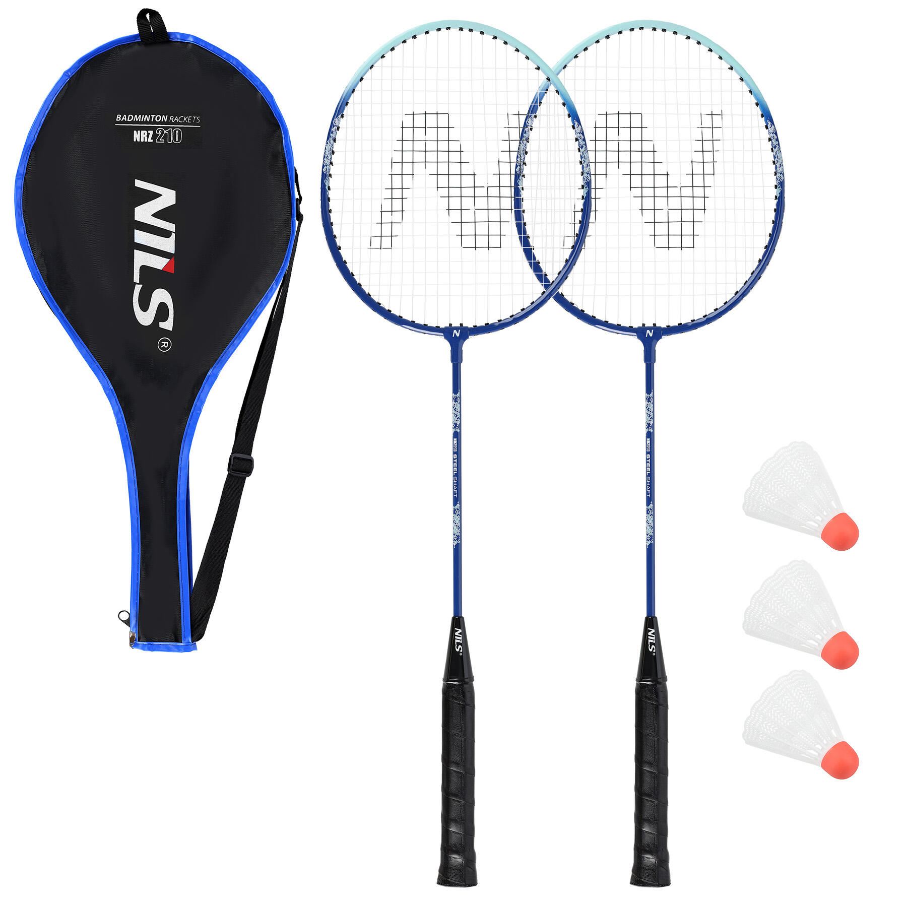 ENSEMBLE DE RAQUETTES DE BADMINTON EN ALUMINIUM NRZ210 +3 VOLANTS+HOUSSE NILS 5/6