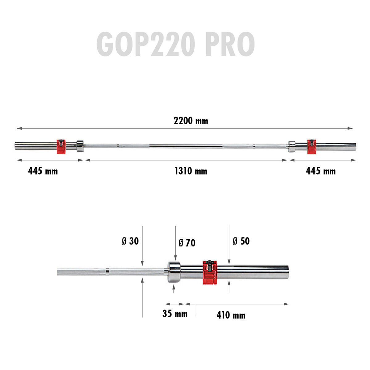 Barre Olympique avec Colliers Lock Jaw - 20 kg 3/7