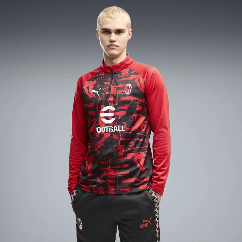 Tricou bărbați slim fit fermoar scurt Ac Milan PUMA