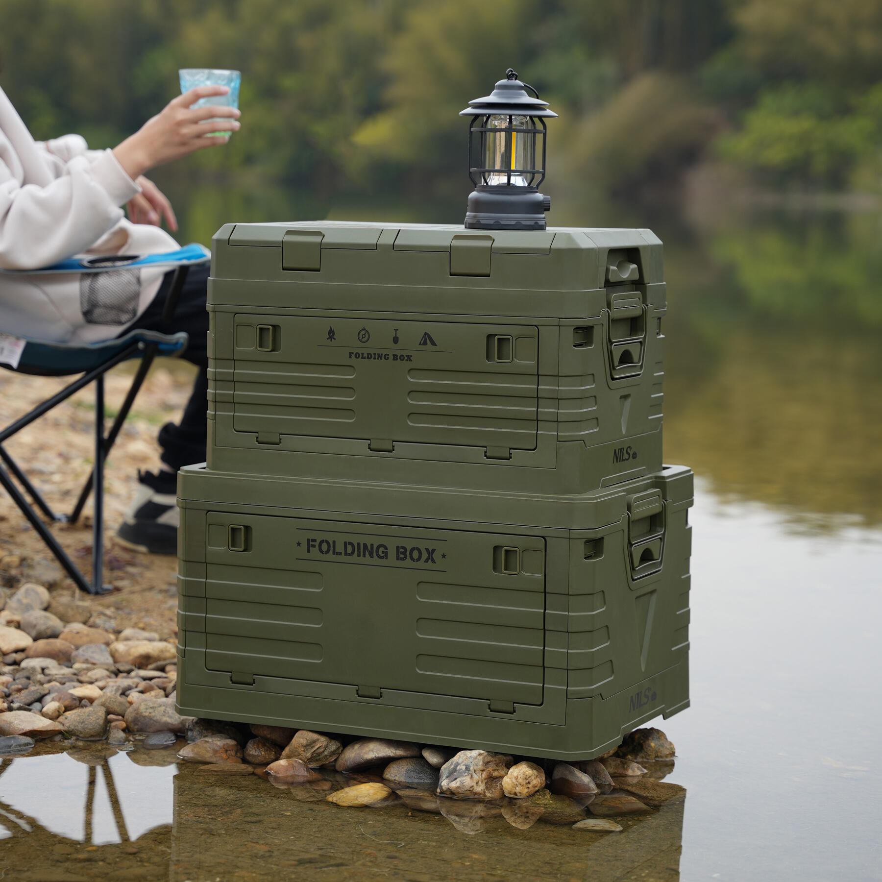 Coffre de camping avec fonction table 2 en 1 pliable 50 L NCB4002 NILS CAMP 4/7