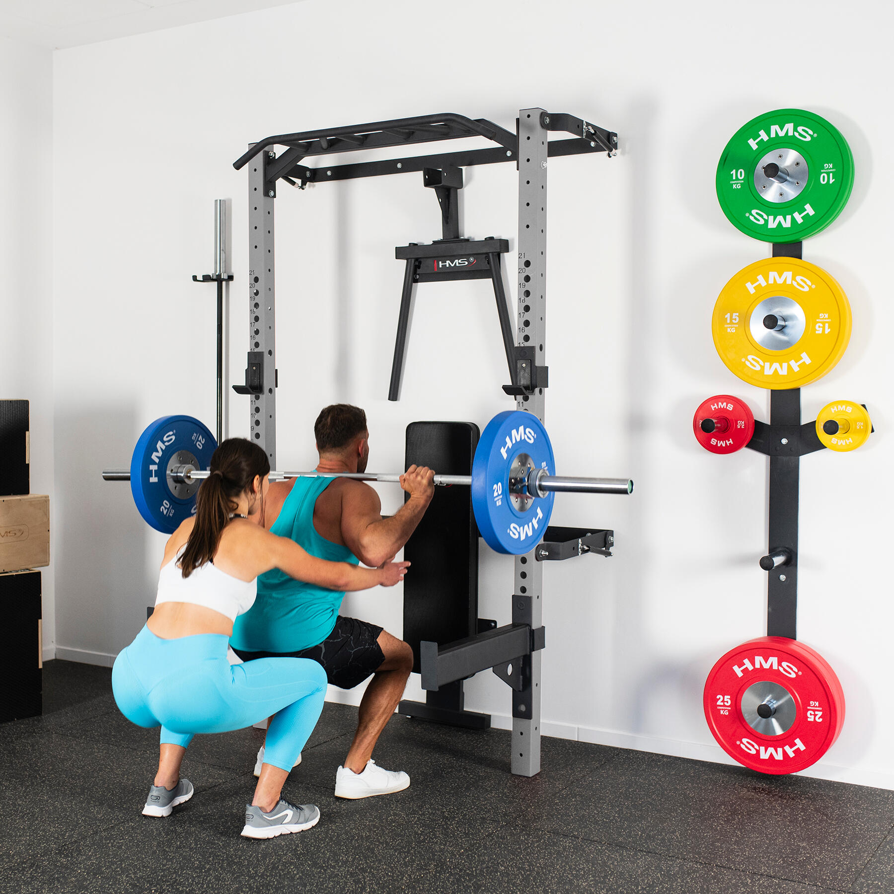 Multifunkční posilovací stojan - Power Rack HMS KLT22 šedý 7/7