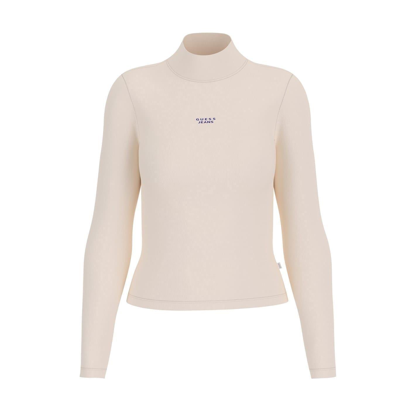 Guess Womens/Ladies Text Logo Ribbed Slim Turtleneck
