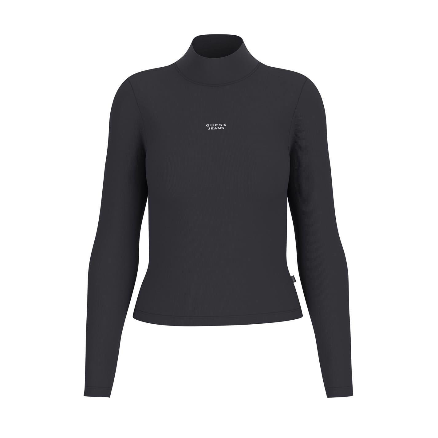 Guess Womens/Ladies Text Logo Ribbed Slim Turtleneck