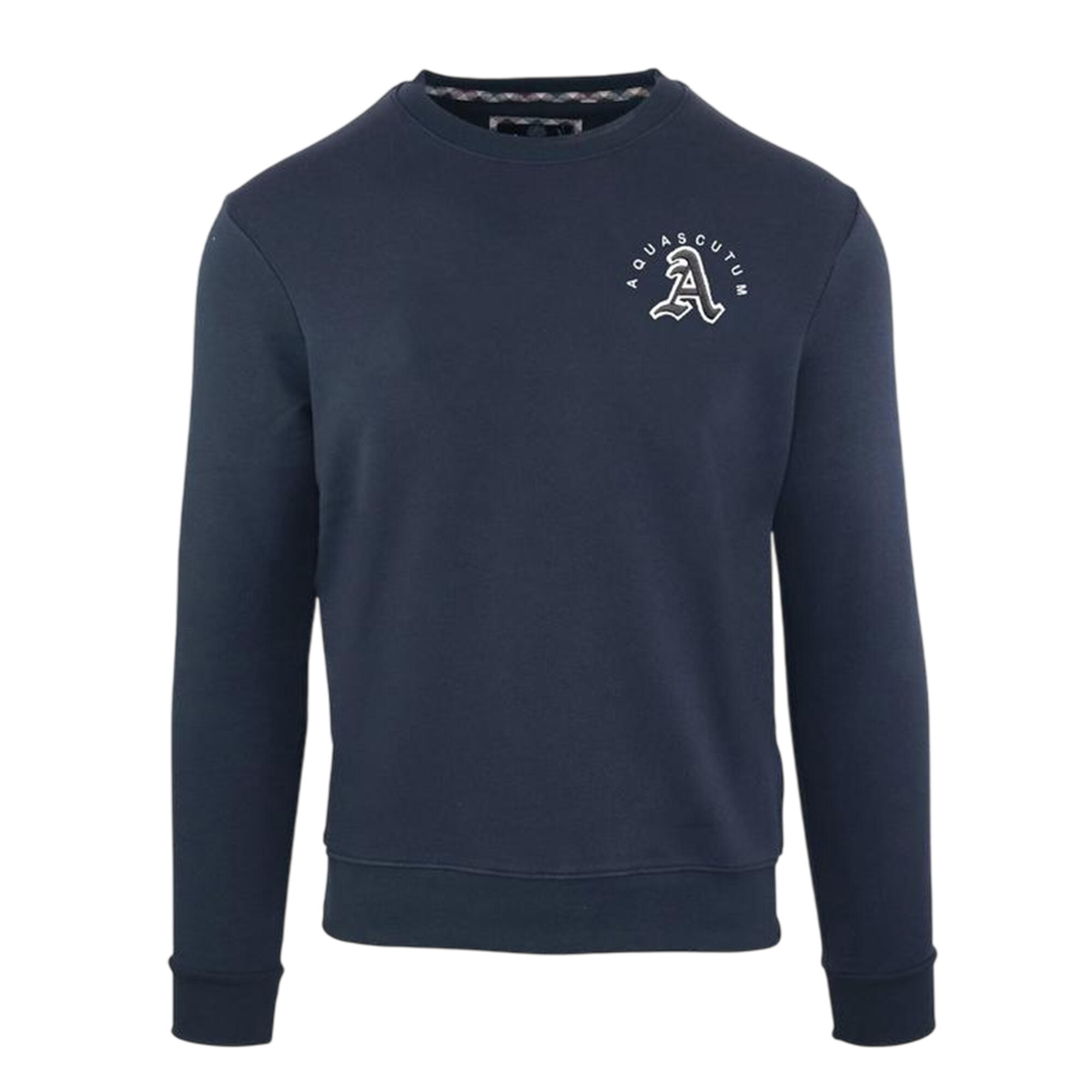 Aquascutum Mens Embroidered Logo Crew Neck Sweatshirt