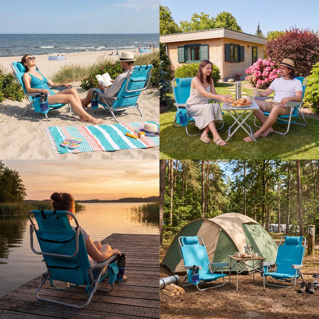 3-in-1 faltbarer Strandstuhl NC3308 Nils Camp für Strand  mit Rucksackfunktion 6/7