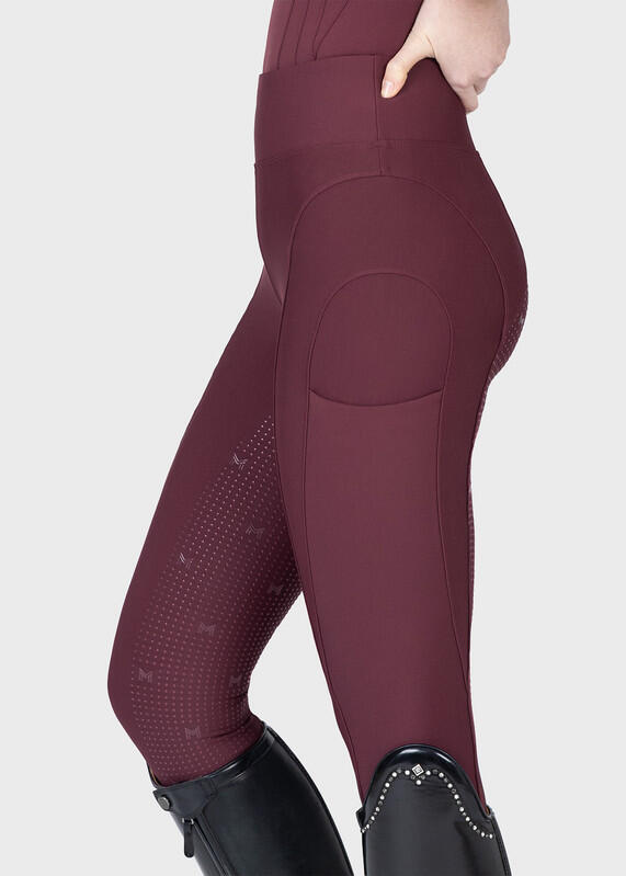 Leggings Pantalón Mujer Equitación Maximilian Outline Full Grip Granate 2/7