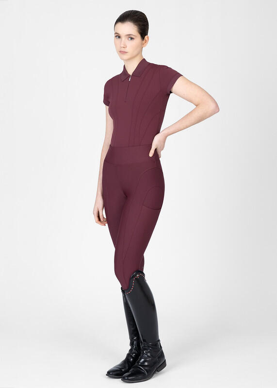Leggings Pantalón Mujer Equitación Maximilian Outline Full Grip Granate 6/7