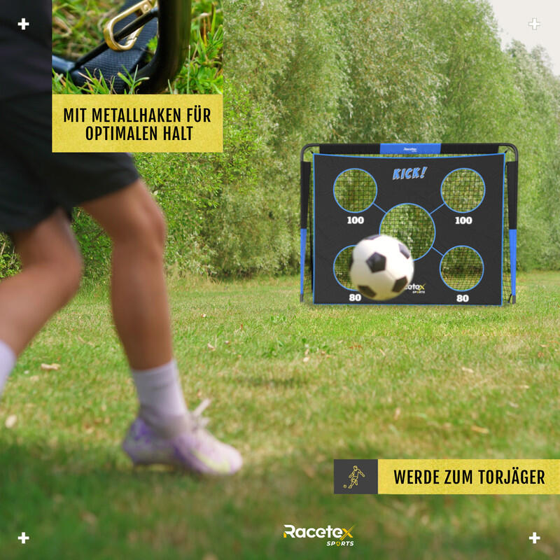 RACETEX Kinderfußballtor 2‑in‑1 mit Torwand 150x90 cm 5/6