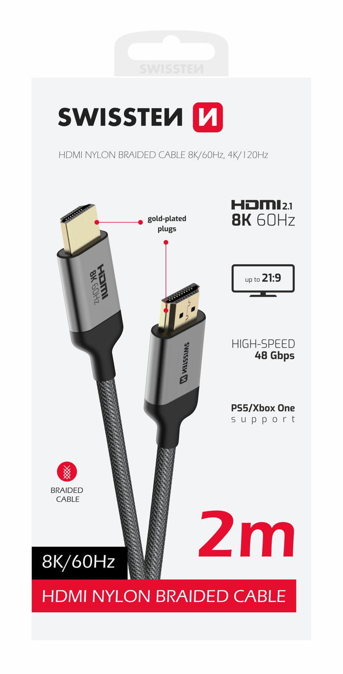 SWISSTEN Cabo HDMI 2.1 8K 2m, HDMI M/M 3/3