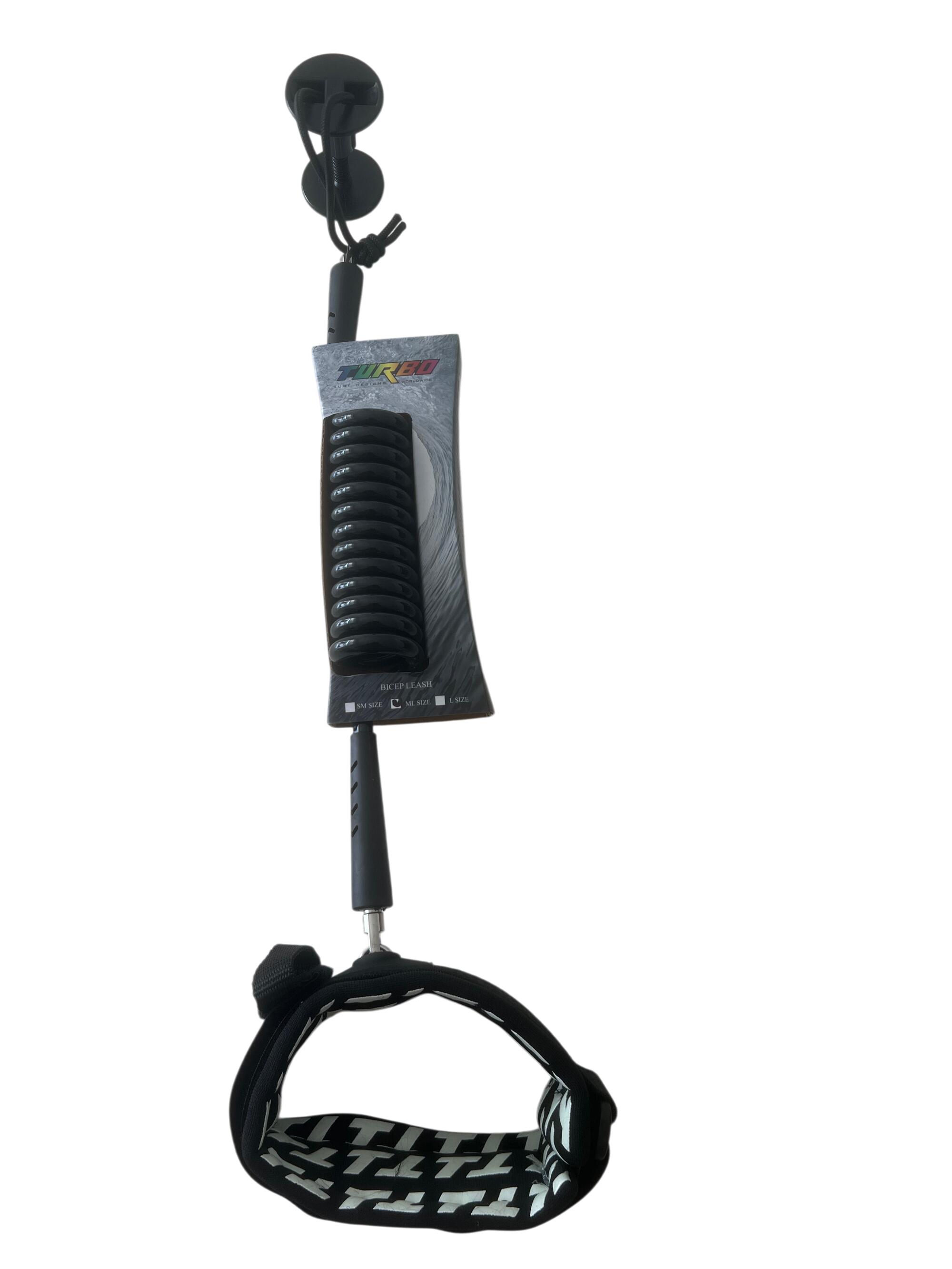 Leash bodyboard 8 mm TURBO, ultrarresistente, bíceps, negro/blanco 2/4