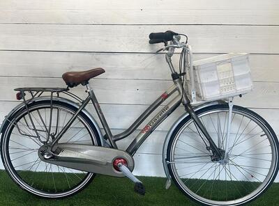 Gazelle stadsfiets, grijs-metallic, 28" stadsfiets met standaard en verlichting