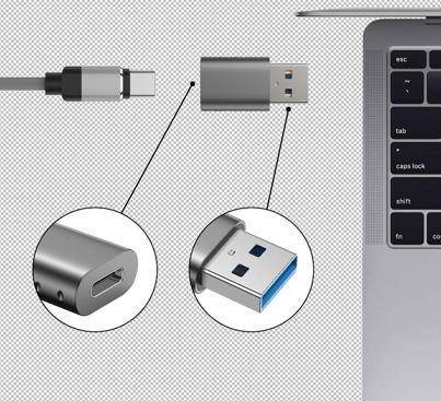 Adaptador SWISSTEN USB-A macho para USB-C fêmea 4/4
