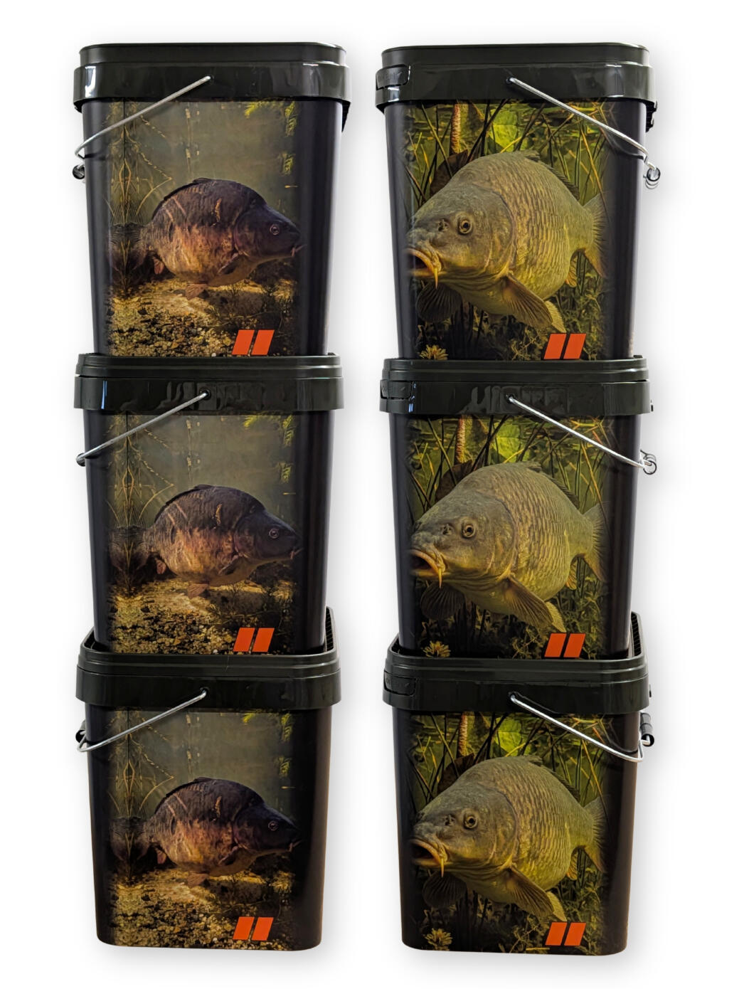 Set di 6 secchi rettangolari per la pesca alla carpa da 17 litri 2/7