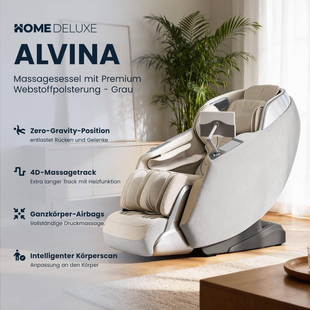 Fotel do masażu ALVINA z tapicerką z tkaniny Premium – szary 3/7