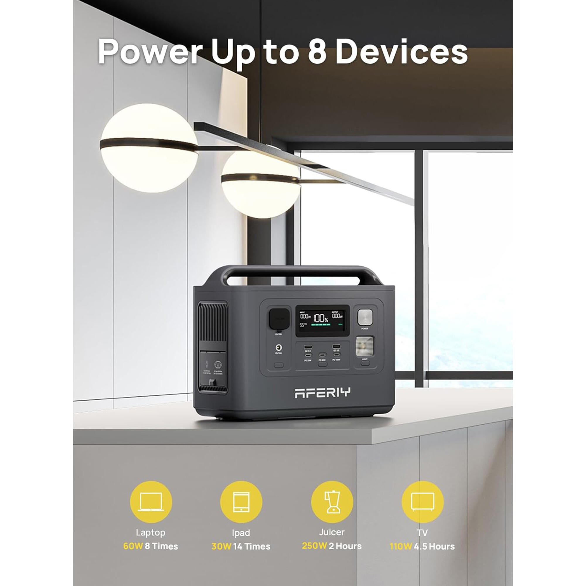 AFERIY P010 Estación de energía portátil 800W 512Wh 7/7
