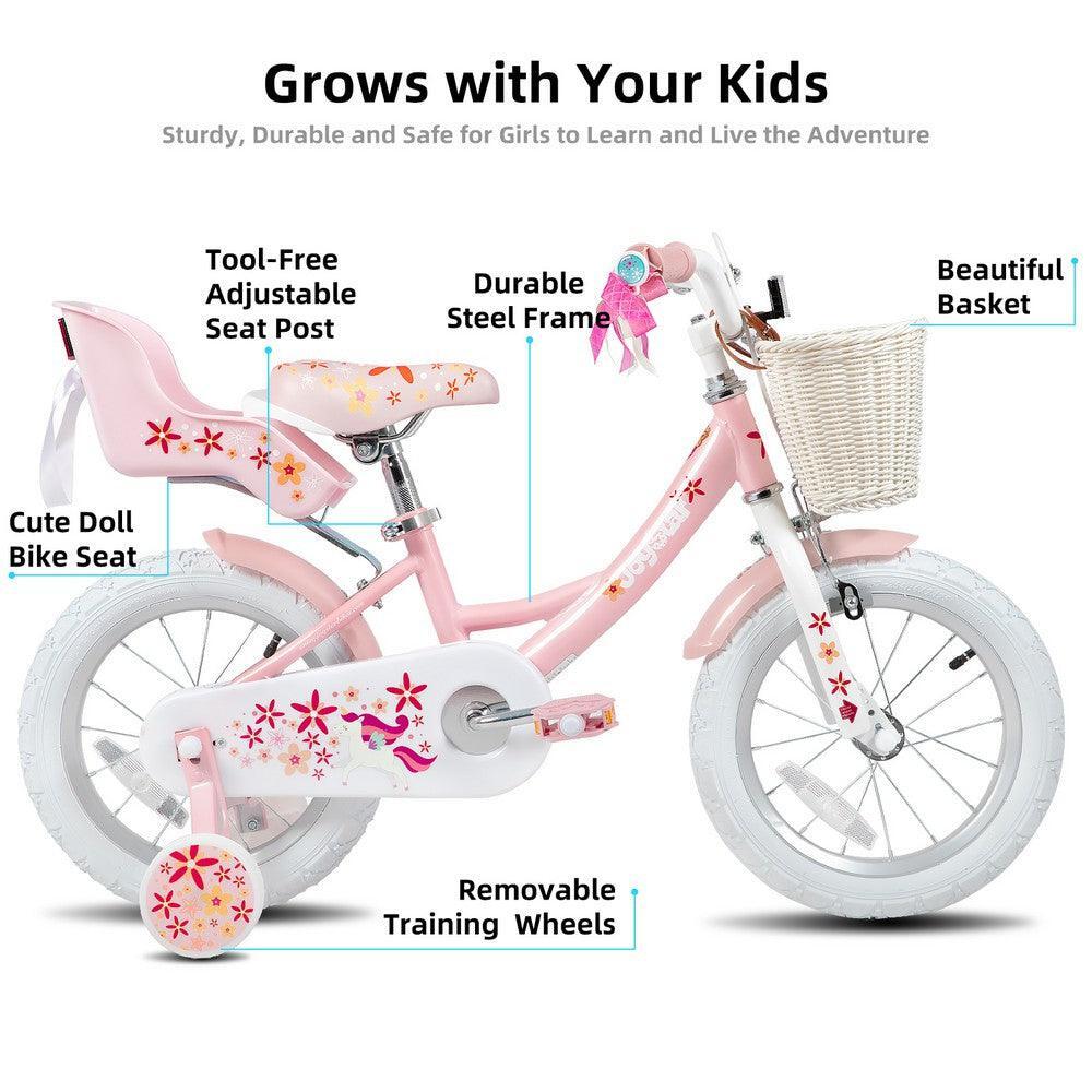 Fille Cyclisme Vélo Enfant avec petites roues panier porte-poupée 14" 3/6