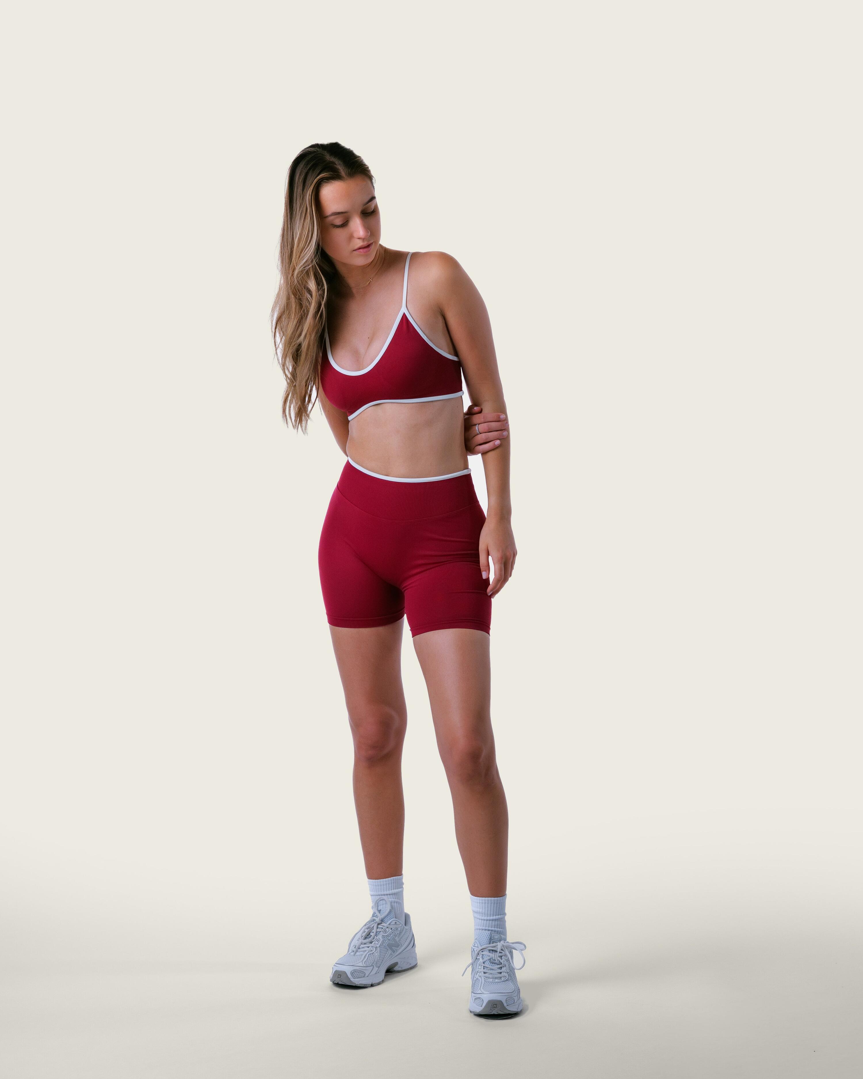 Dames sportbeha met ronde hals voor pilates, yoga en krachttraining – bordeaux 6/6