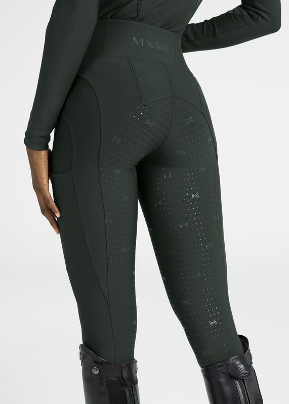 Leggings Pantalón Mujer Equitación Maximilian Outline Full Grip Verde Cazador 5/7