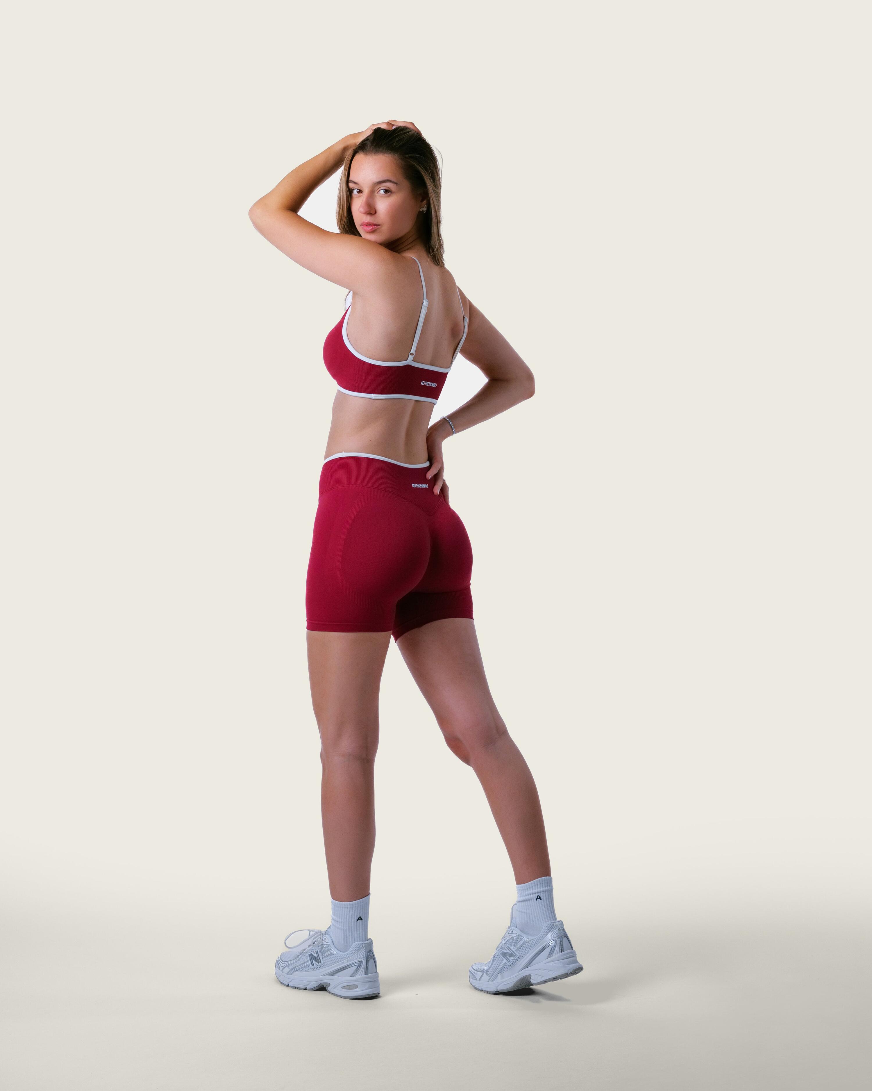 Dames sportbeha met ronde hals voor pilates, yoga en krachttraining – bordeaux 5/6