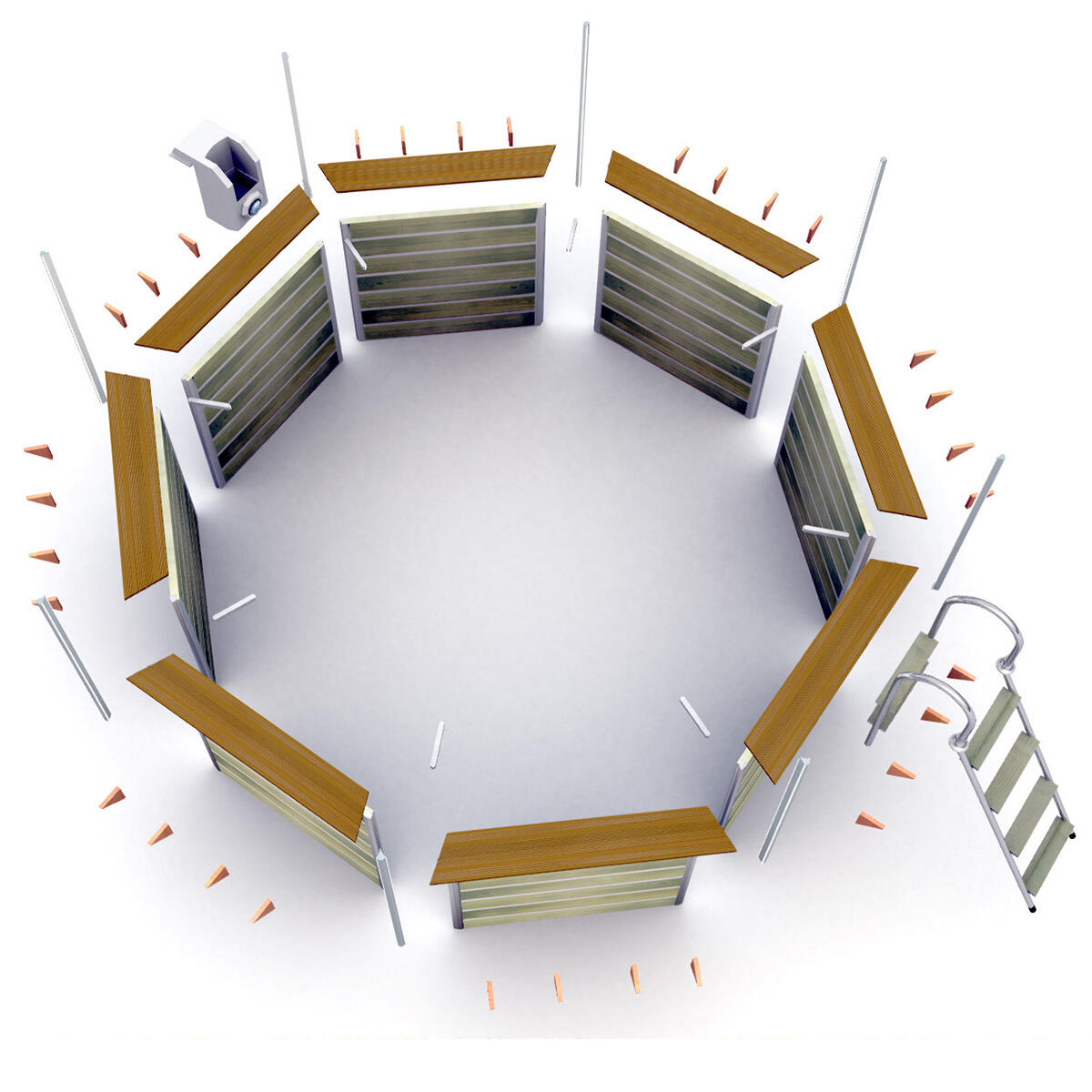 Piscine bois ronde CLEOFAS Ø460x129 cm 15m³ 2/7
