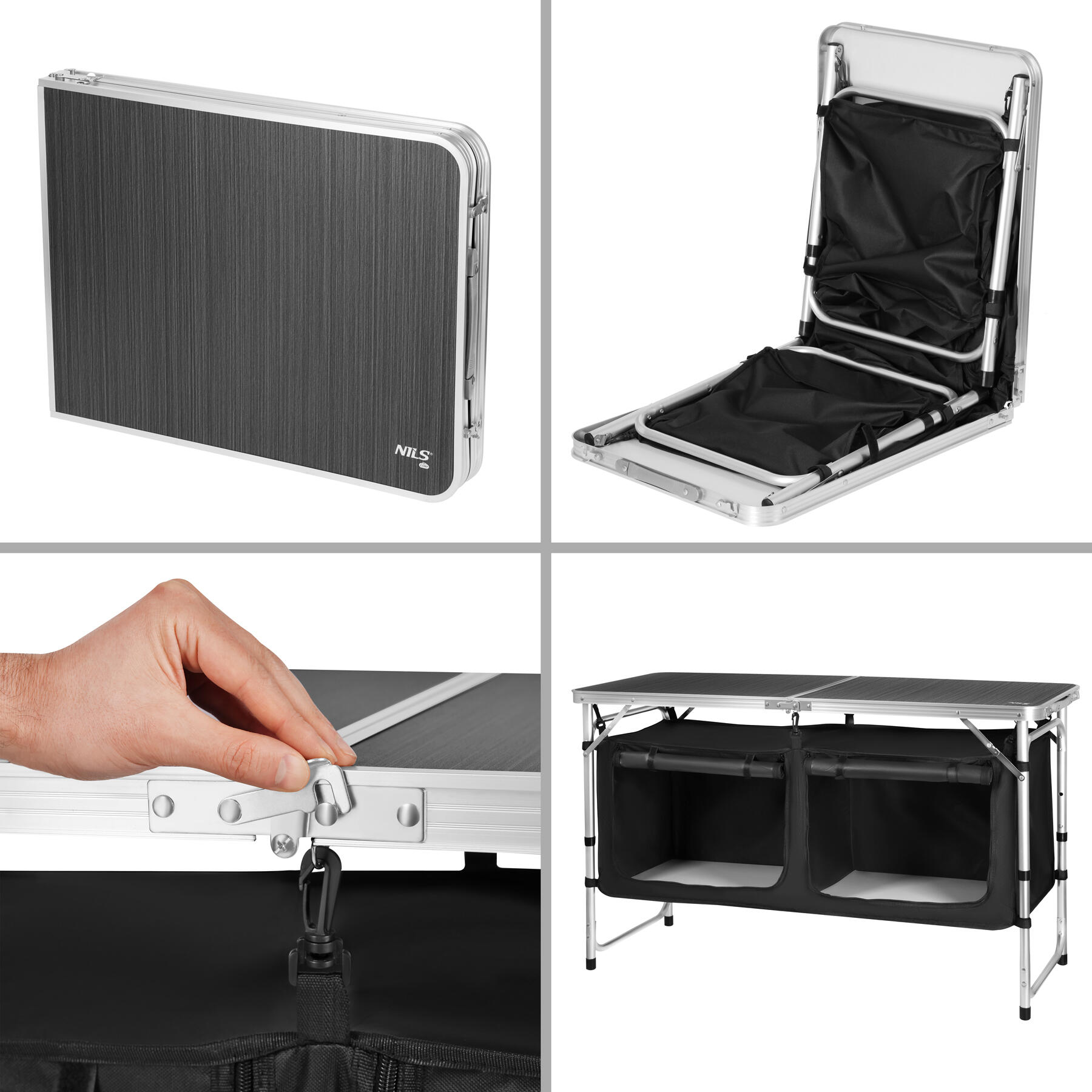 Campingtafel/multifunctionele tafel NC3405 van Nils Camp met opbergkast 7/7