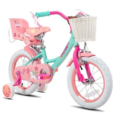 Meisjes fietsen kinderfiets met zijwieltjes mand & poppenzitje 12" unicorn