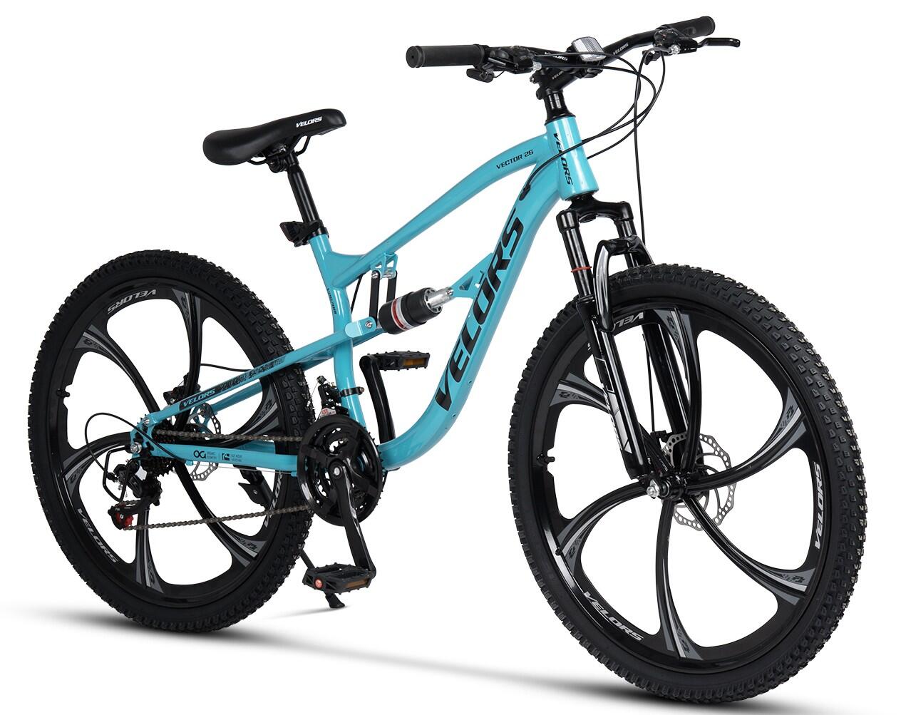 Bicicletă de munte 3x7v Full-Suspension 26 Velors Vector Turcoaz Negru