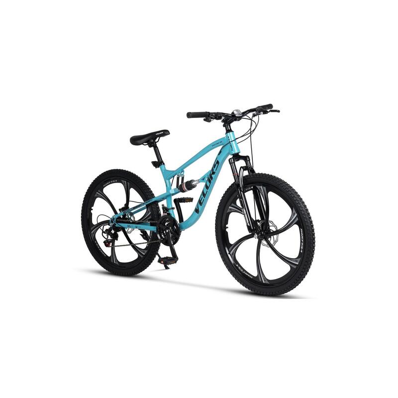 Bicicletă de munte 3x7v Full-Suspension 26" Velors Vector Turcoaz Negru