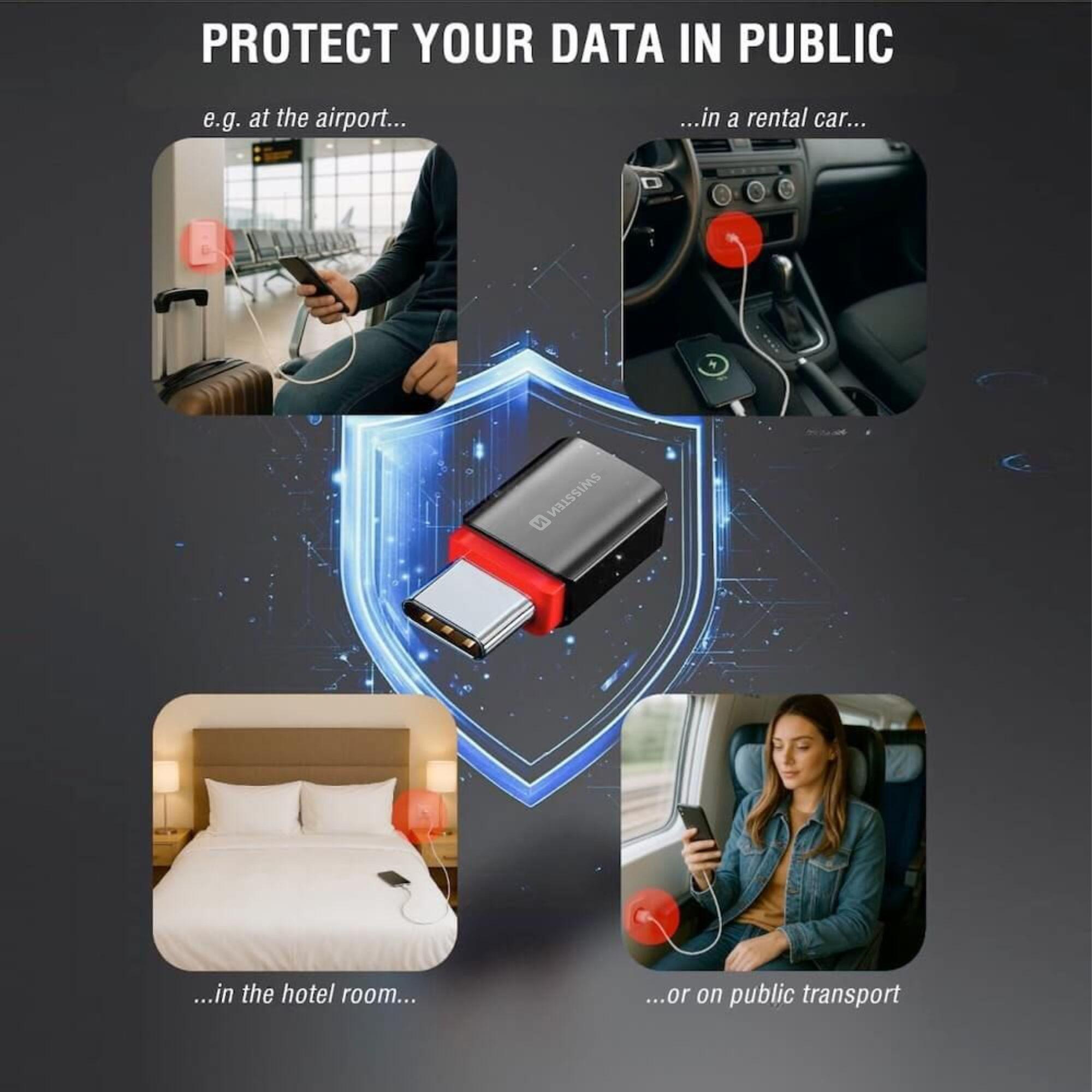 SWISSTEN DataGuard Bloqueador de Dados USB-C (M para F) 6/7