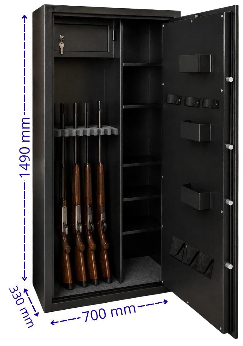 Armoire à fusils Tresorsafe 15 armes avec coffre intérieur 3/7