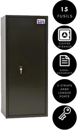 Armoire à fusils Tresorsafe 15 armes avec coffre intérieur