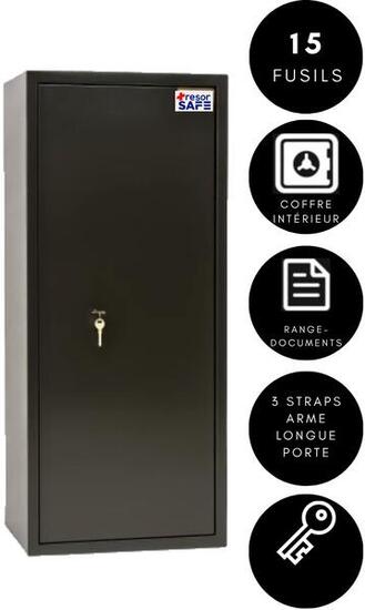 Armoire à fusils Tresorsafe 15 armes avec coffre intérieur
