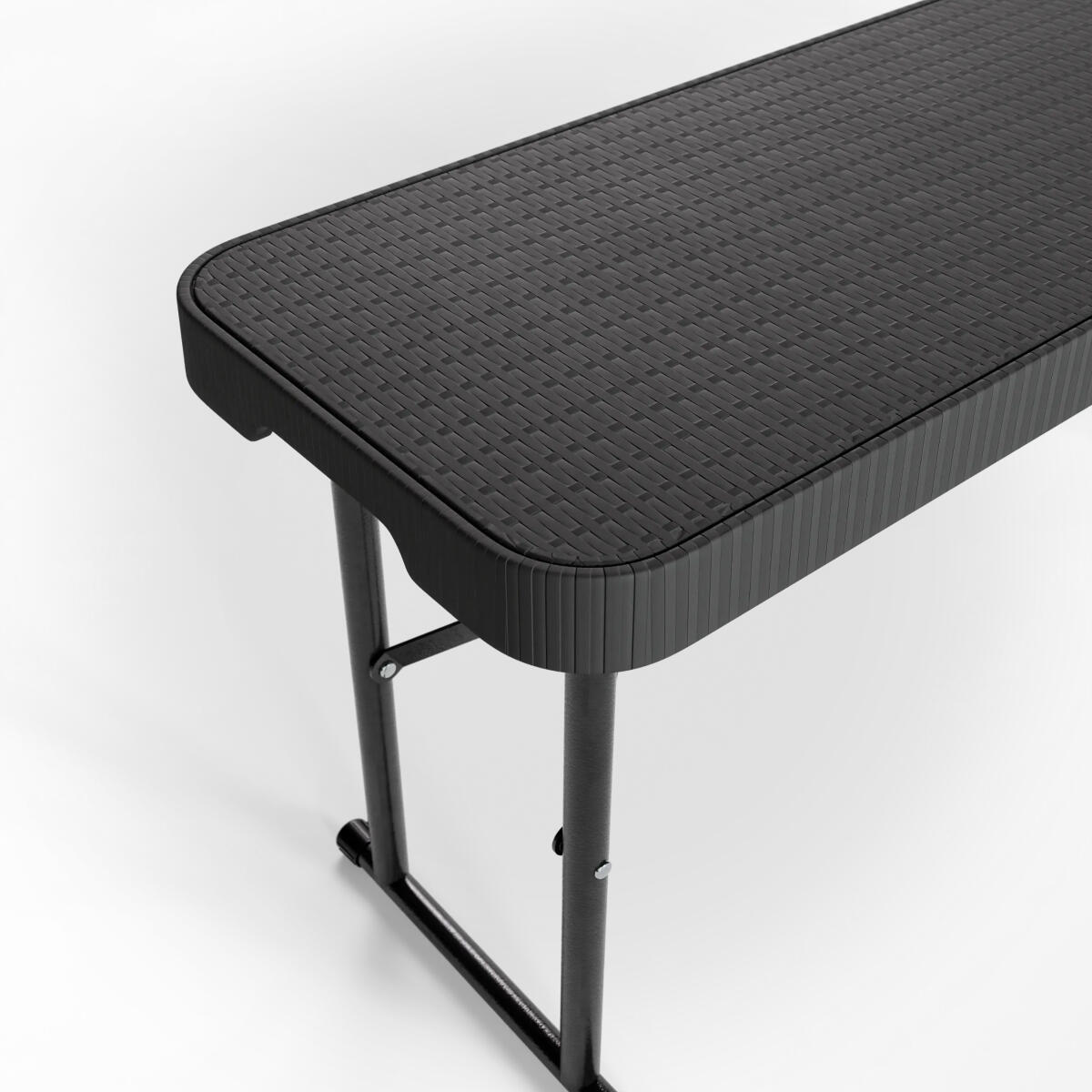 Inklapbare picknickset - tuintafel met 2 banken - Rattan Zwart 3/6