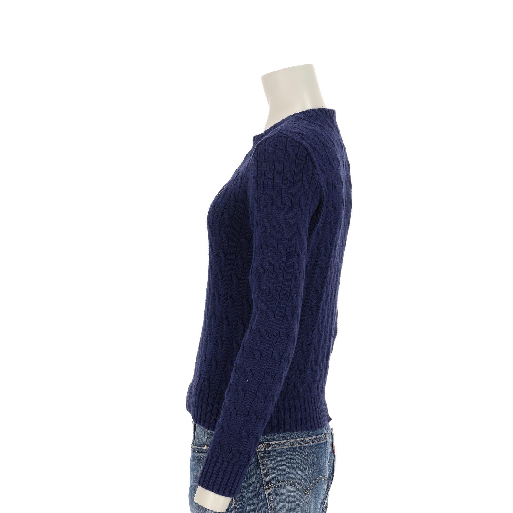 Suéter feminino Polo Ralph Lauren trançado azul-marinho 3/7