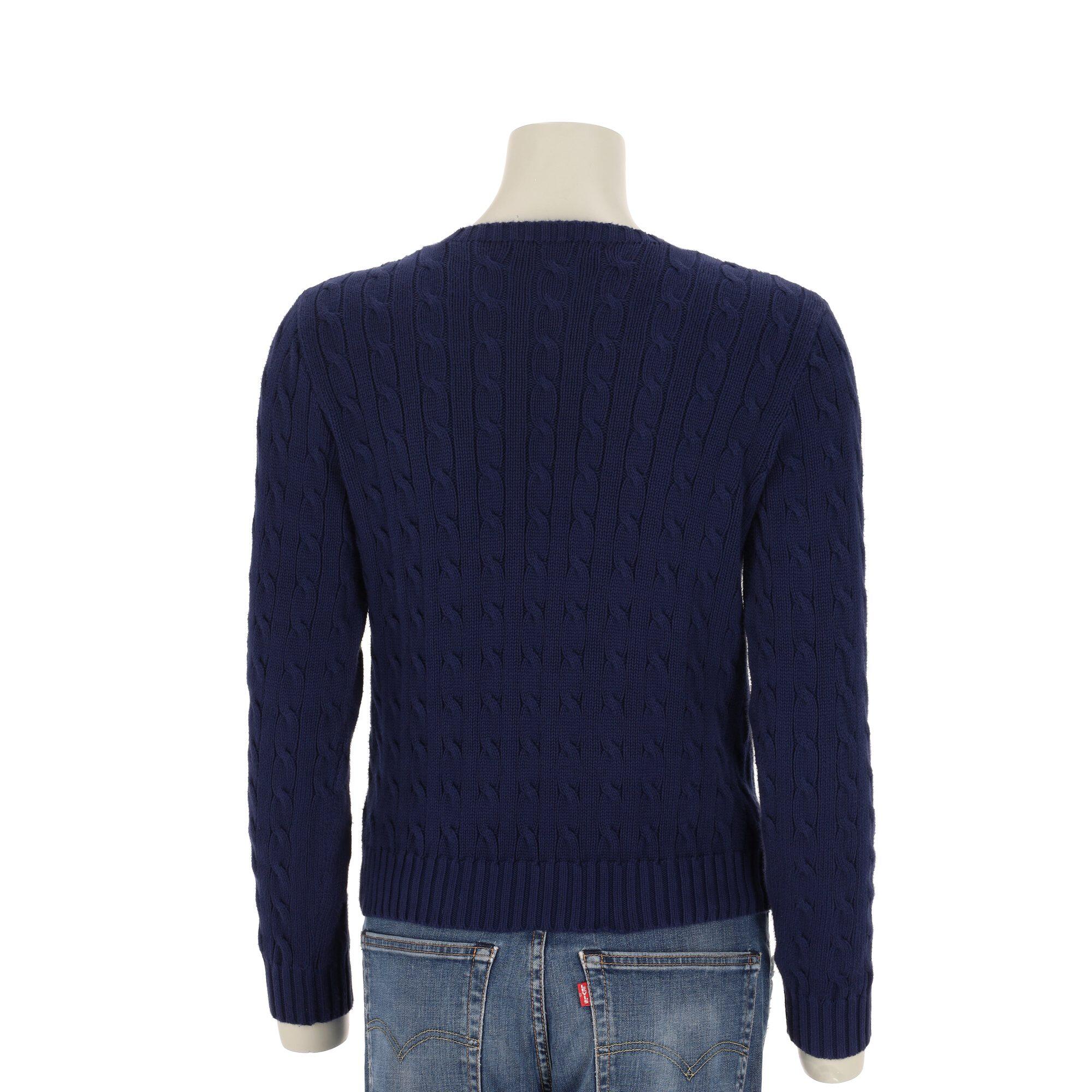 Suéter feminino Polo Ralph Lauren trançado azul-marinho 2/7